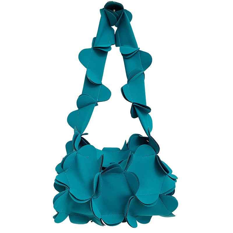 Mori Soft Girl Petal Bag Three-Dimensional One-Shoulder PU Underarm Bag for Ladies