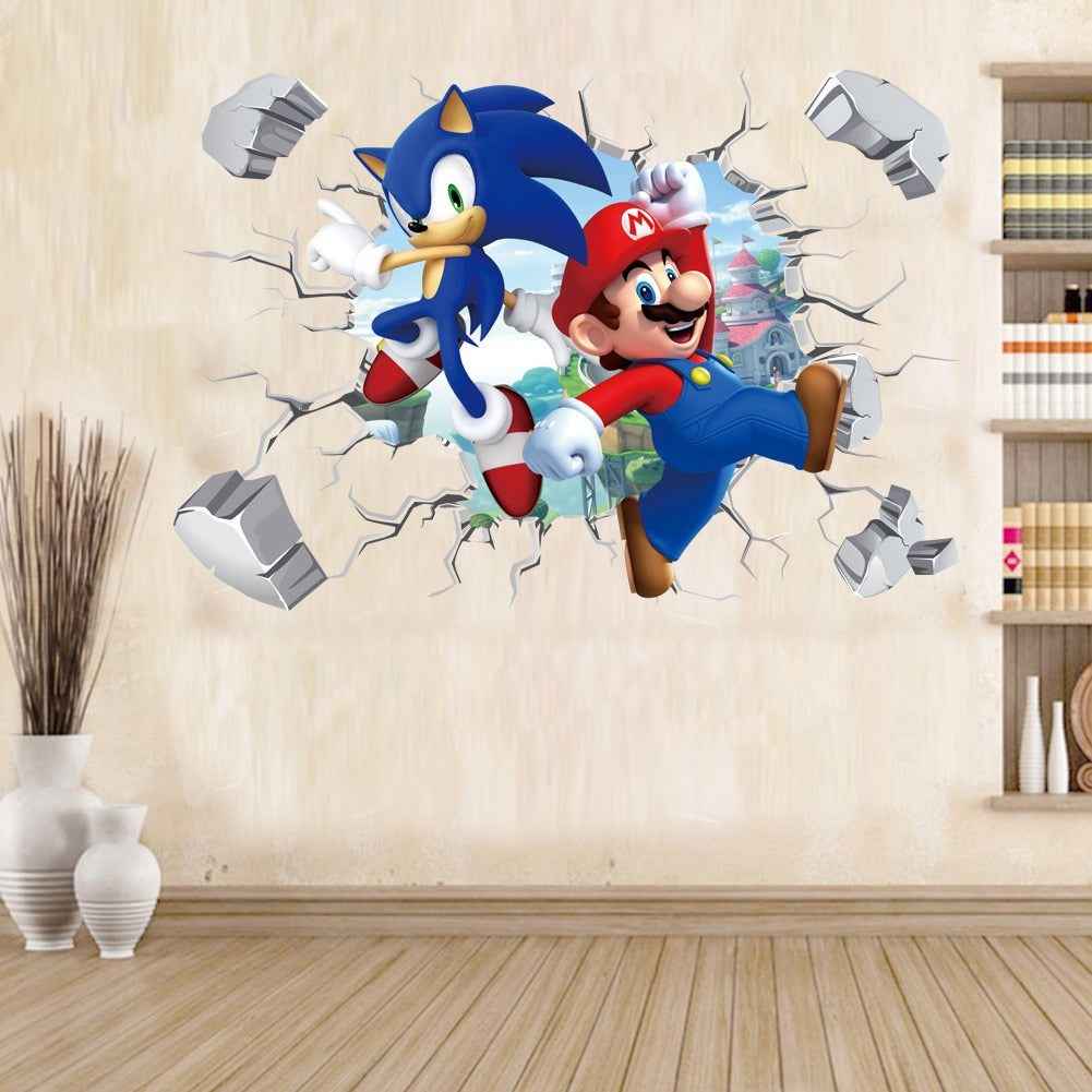 Mario Wall Stickers PVC Self-Adhesive Anime Game Decor for Children's Rooms and Kindergartens