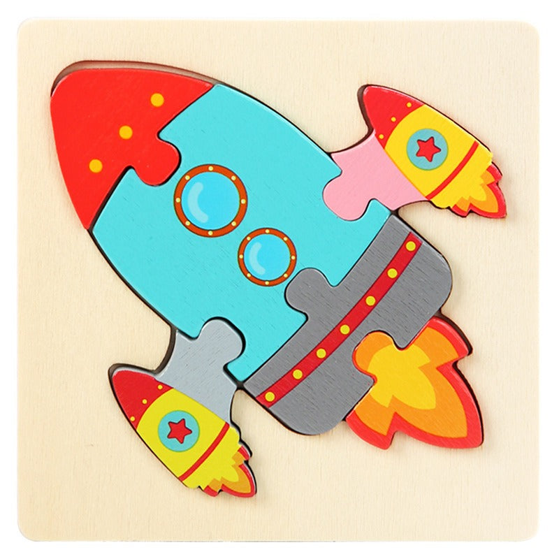 Wooden Small Puzzle Young Children Early Education Puzzle Card Buckle Three-Dimensional Animal Cartoon Shape Matching Puzzle Board Toys eprolo