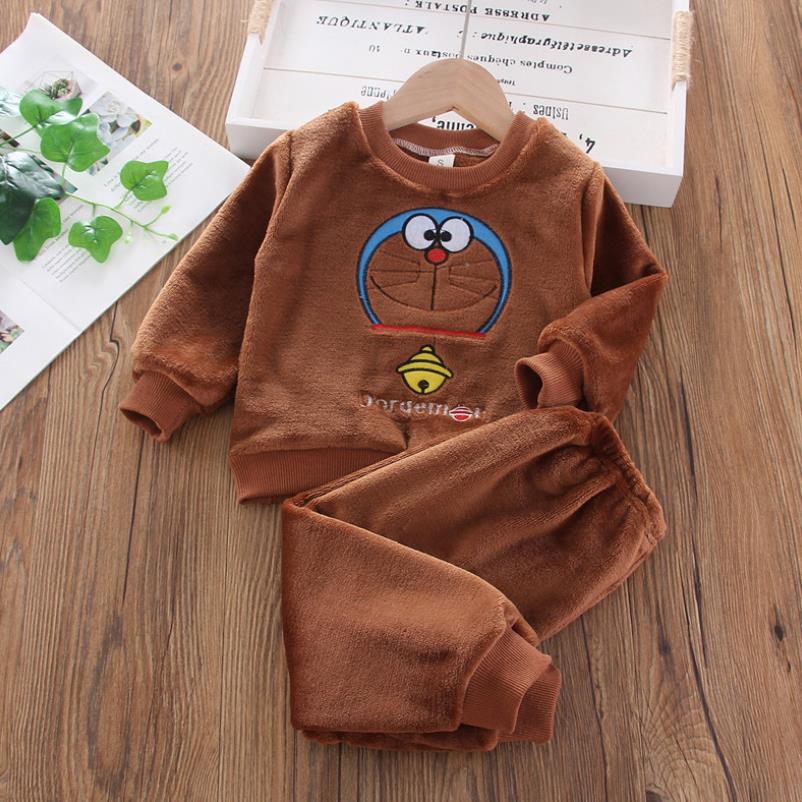 New Autumn Winter Baby Clothes Pajamas Sets Girls Pajamas Children Warm Flannel Fleece Catoon Bear Kids Sleepwear Home Suit 1-6Y eprolo