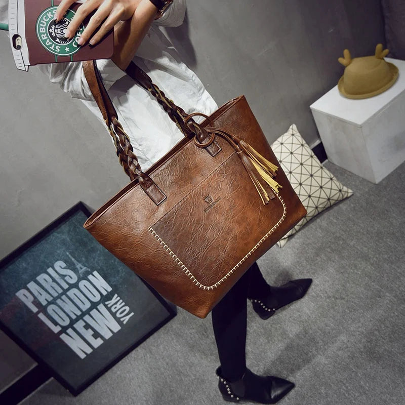 Women Messenger Bags With Tassel Large Capacity Women Bags Shoulder Tote Bags Famous Designers PU Leather Handbags