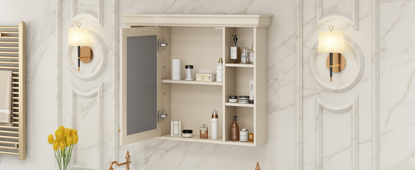 35'' x 28'' Blue Wall Mounted Bathroom Storage Cabinet with Mirror Door, Modern Bathroom Wall Cabinet with Mirror eprolo