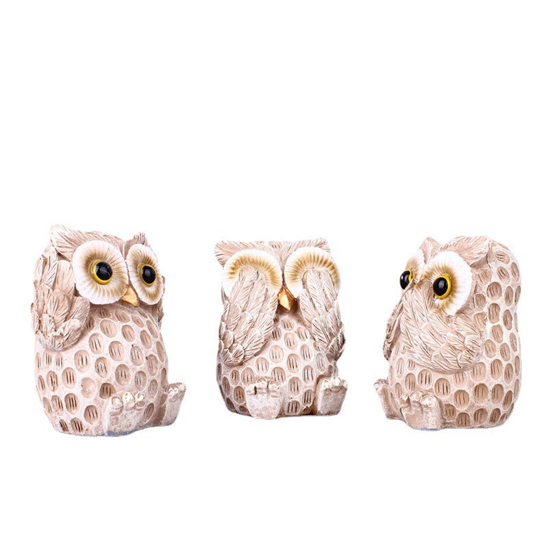 Charming European Owl Wine Cabinet Decoration - Elegant Resin Home Decor