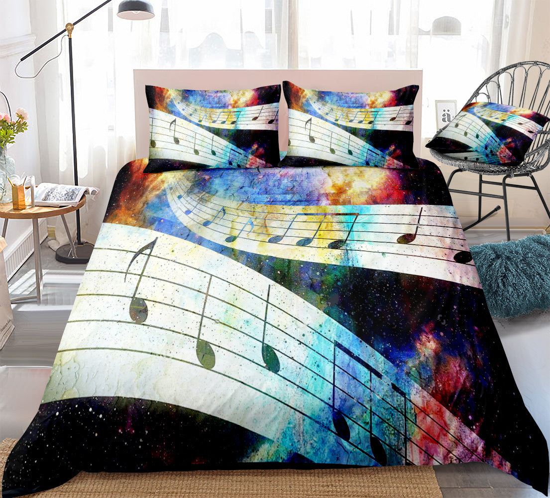 3D Note Home Textiles Three Piece Sheet Pillow Cover Quilt Cover eprolo