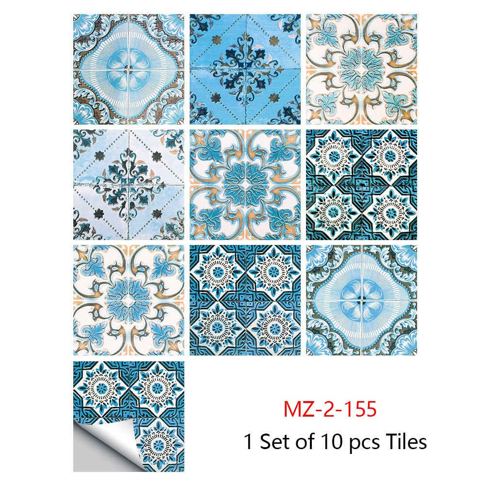 10 Piece Set Of Datura Mosaic Small Flower Imitation Ceramic Tile Sticker For Home Renovation Kitchen And Bathroom Decoration Self-Adhesive Wall Sticker