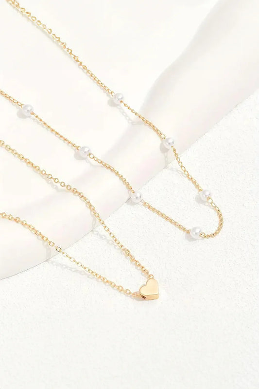 Gold Pearl Heart Chain Necklace – Elegant Pendant Jewelry for Women - Shello's Creative Boutique