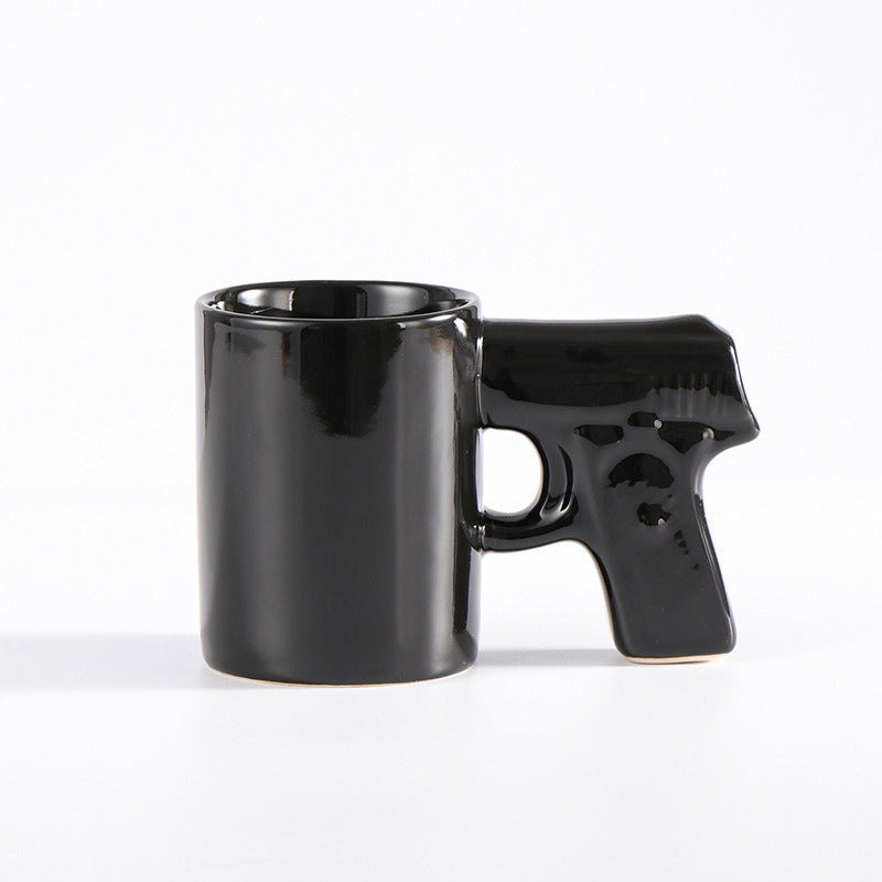 Creative Ceramic Cup Gold Silver Pistol Cup Gun Handle Mug Personalized Water Cup Coffee Cup 3D Modeling Cup Color Glaze Cup eprolo