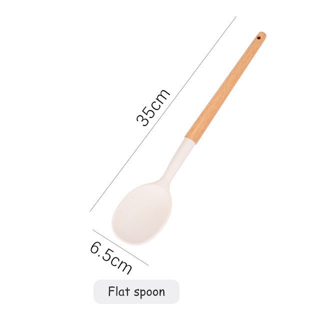 Milky White Silicone Kitchen Set Non-Stick Silicone Kitchen Utensils Cooking Spatula 10-Piece Set With Storage Bucket eprolo
