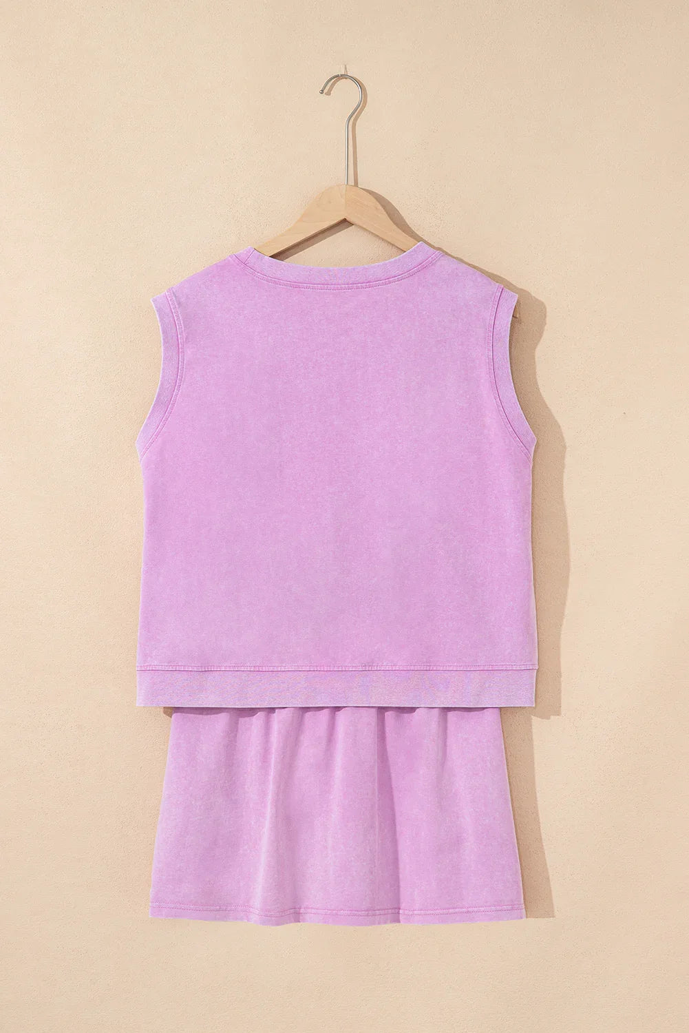 Smoke Gray Mineral Wash Sleeveless Top and Split Skort Set - Shello's Creative Boutique