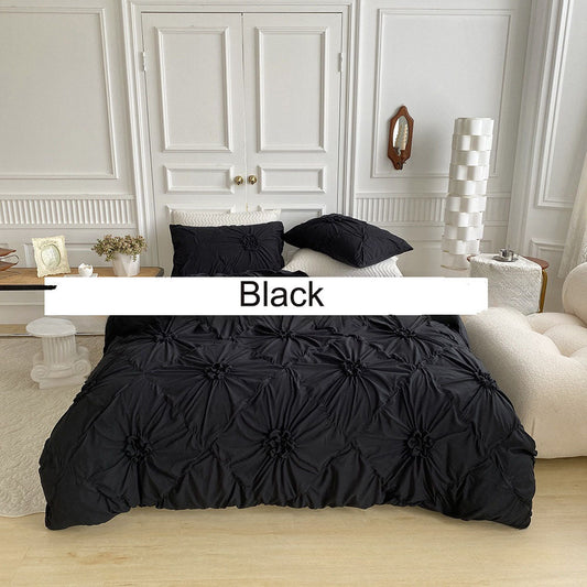 Bedding, Amazon duvet cover, pillowcase, solid color, 3D 3D 3D distressed button flower 3-piece set, no bed sheets eprolo