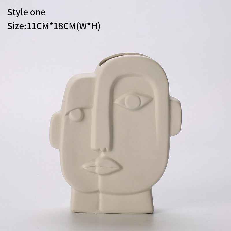 Scandinavian Minimalist Face Vase Creative Ceramic Dried Flower Art for Living Room Home Decoration