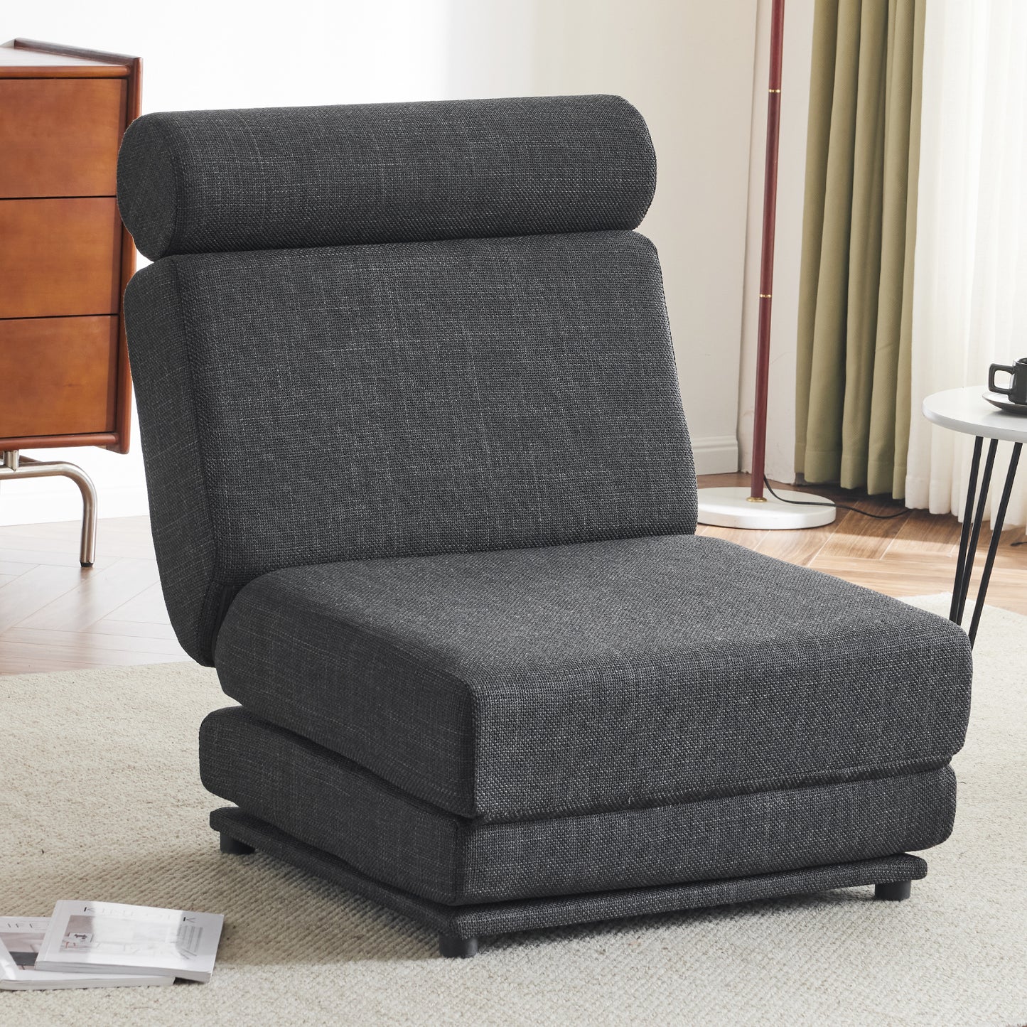 Single Sofa Chair Foldable Single Sofa Bed with Pillow,Portable Foldable Sofa Bed,Leisure Sofa Chair,Easy to Store, Dark Grey eprolo