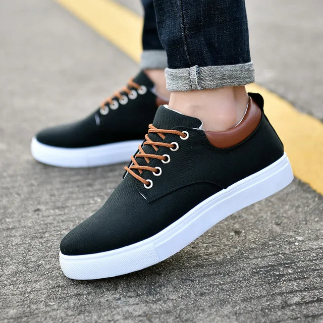 Men Shoes Canvas Sneakers Flats Lace up Leisure Loafers Rubber Sole Non Slip Sneakers eprolo