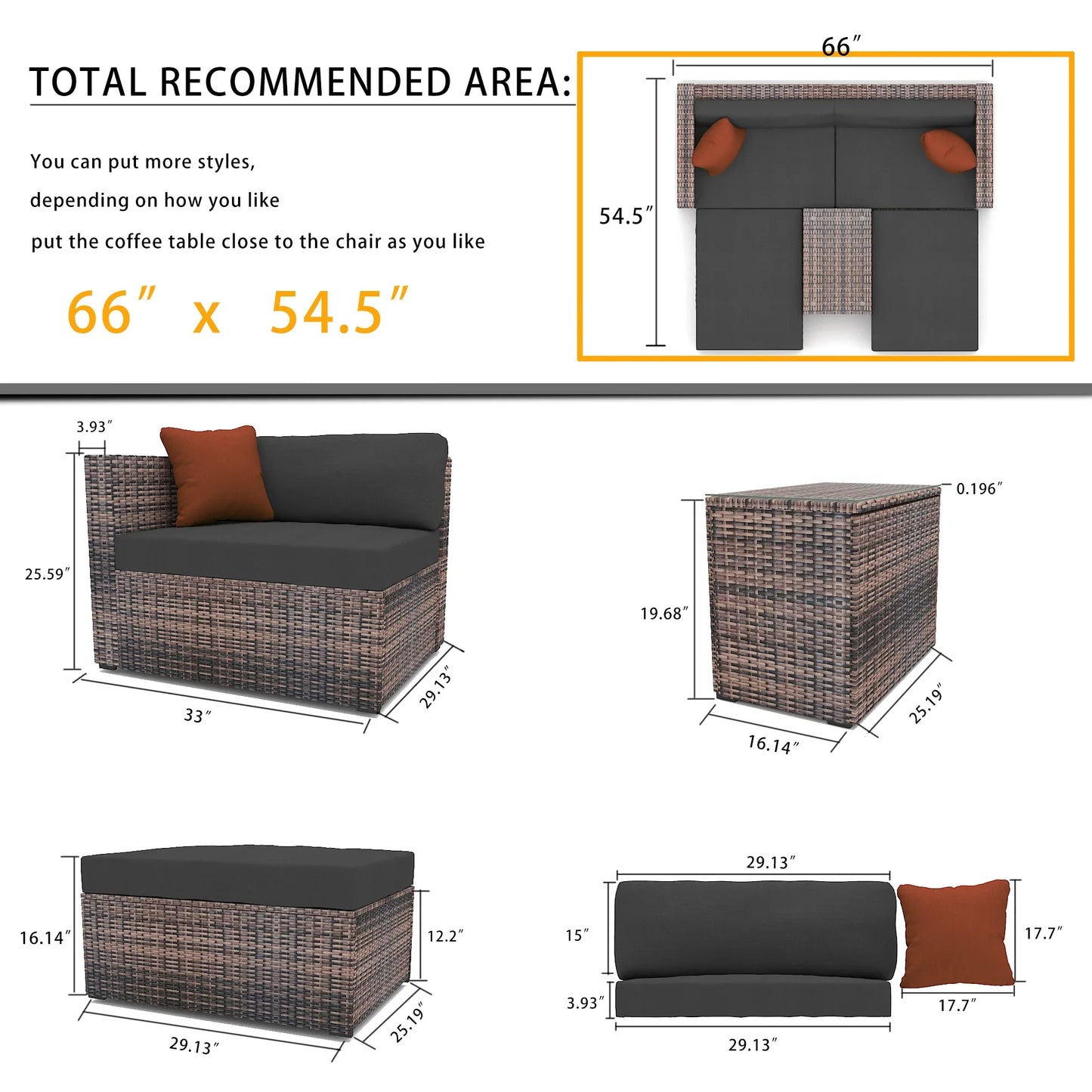 Luxury 5-Piece Outdoor Patio Furniture Set - Premium Wicker Sectional Sofa - Shello's Creative Boutique
