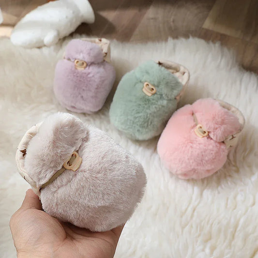 Newborn Plush Footwear Winter Thickened And Padded Infant Soft Bottom Step Front Shoes Warm Fur Baby Toddler Shoes - Shello's Creative Boutique