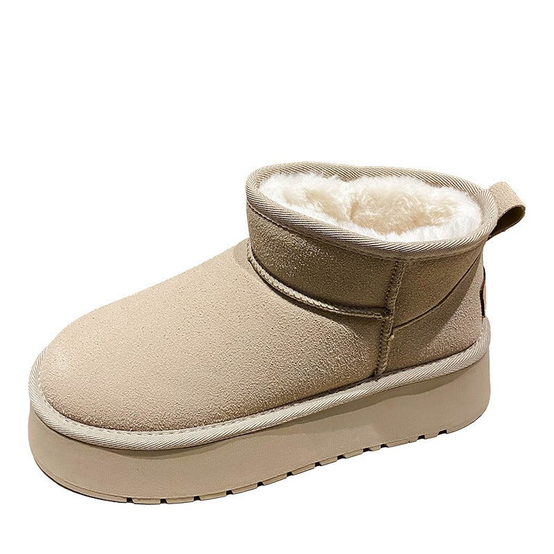 Thick soled versatile snow boots for women's warmth and height increase small cotton shoes eprolo