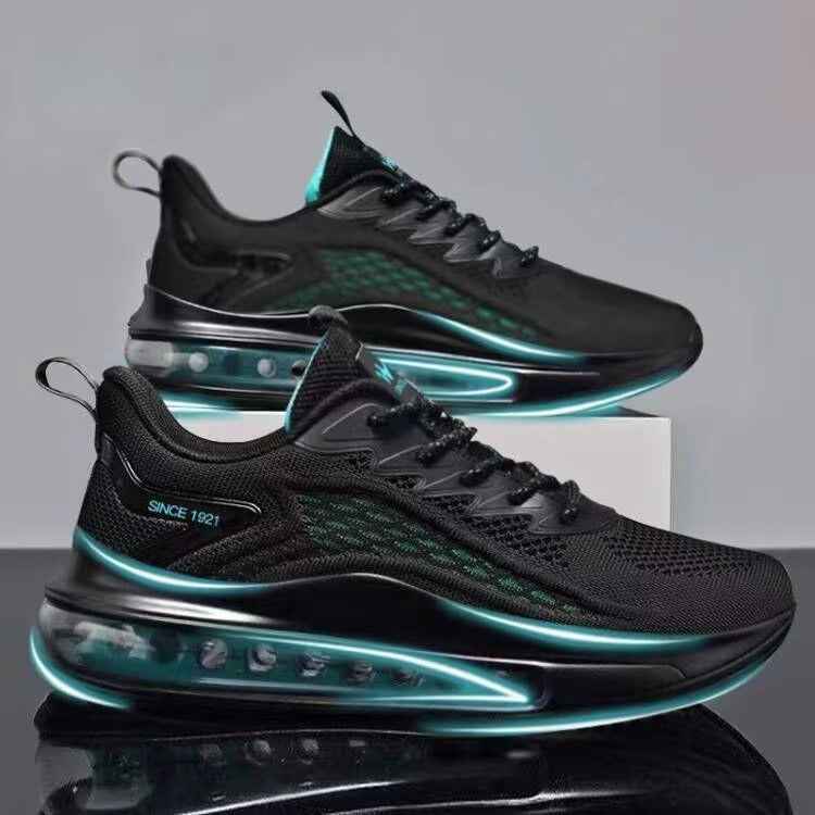 Flyknit Height Increasing Running Shoes for Men - Spring New Shock-Absorbing Air Cushion Sports Shoes
