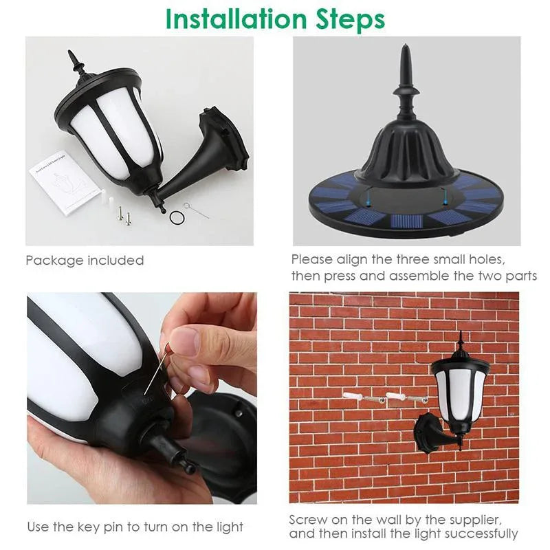 Solar Lamp 96 LEDs Waterproof IP65 Outdoor Flickering Flames Torch Wall Light Decor Warm White - Shello's Creative Boutique