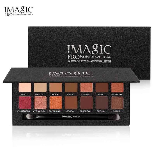 IMAGIC Matte Nude Eye Shadow Palette - 14 Color Cosmetics Collection - Shello's Creative Boutique