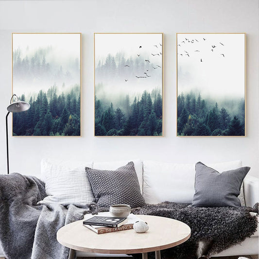 Nordic Decoration Forest Lanscape Wall Art Canvas Poster and Print Canvas Painting Decorative Picture for Living Room Home Decor