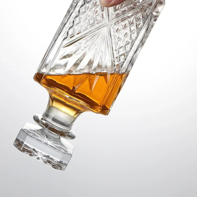 Crystal Glass Whiskey Decanter, Lead-Free, Luxury Barware, Wine Bottle, Home Party, 750ml eprolo