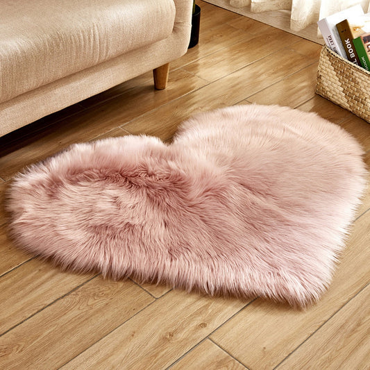 Love Heart Rugs Artificial Wool Hairy Carpet Faux Floor Mat Fur Plain Fluffy Area Rug Soft Living Room Carpet Bedroom Floor Mat eprolo