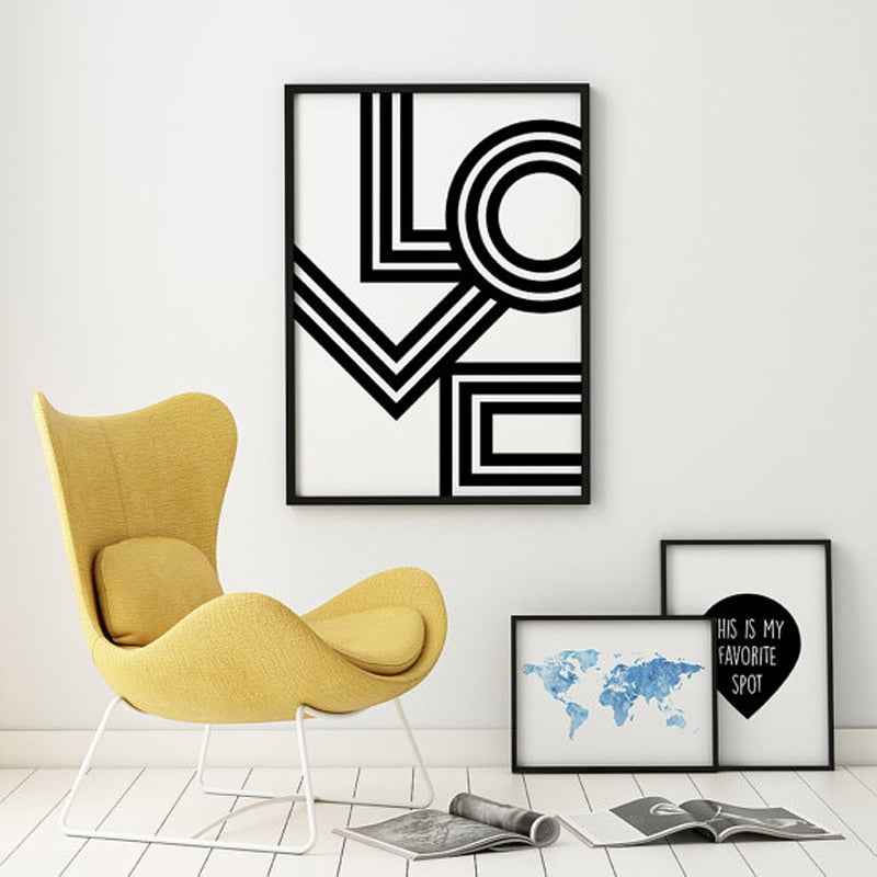 LOVE Wall Art Minimalist Print Geometric Love Poster Modern Canvas Art Painting Wall Pictures For Bedroom Decor No Frame
