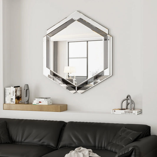 28 x 31.5 inches Wall-Mounted Silver Decorative Round Wall Mirror - Shello's Creative Boutique