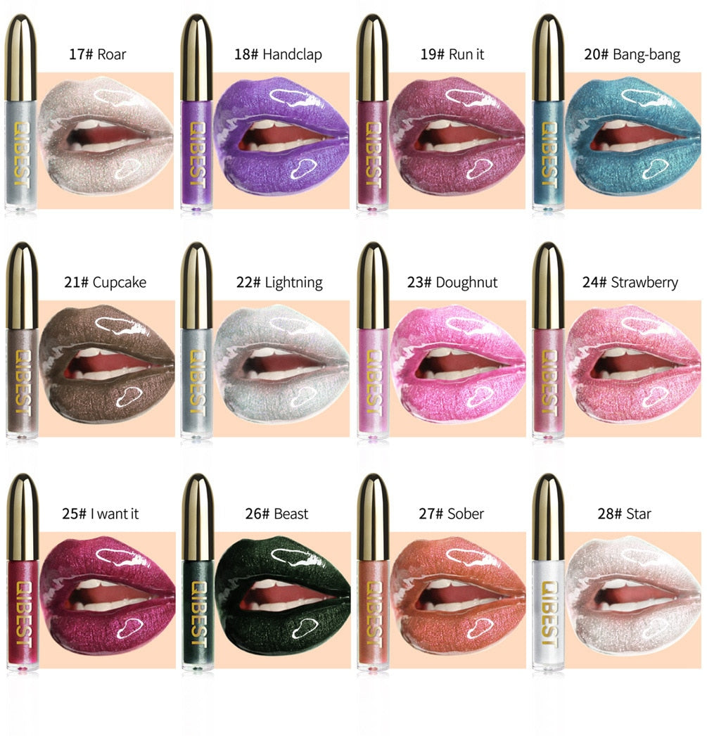 Lips Makeup Gloss Magic Lipstick Glitter Lip Black Purple Blue Gold Long Lasting Make Up Waterproof Metallic Liquid Lipsticks