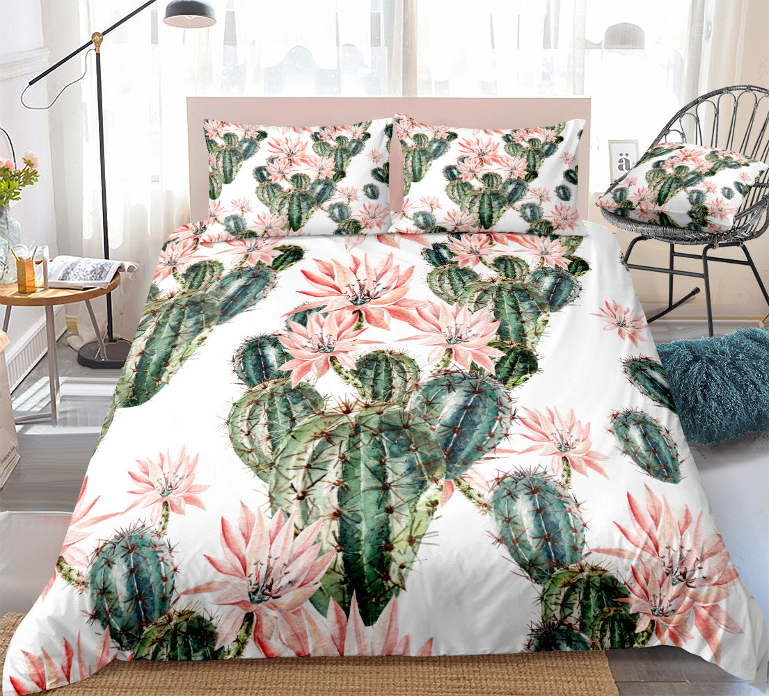 Home Textiles Bedroom Supplies Bed Sheets Pillowcases Cactus Succulent Three or Four Piece Sets eprolo