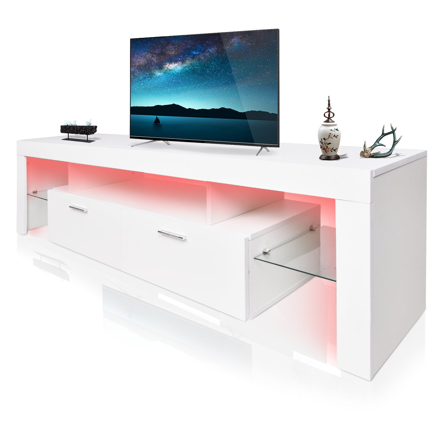 LED TV stand modern TV stand with storage Entertainment Center with drawer TV cabinet for Up to 75 inch for Gaming Living Room B eprolo