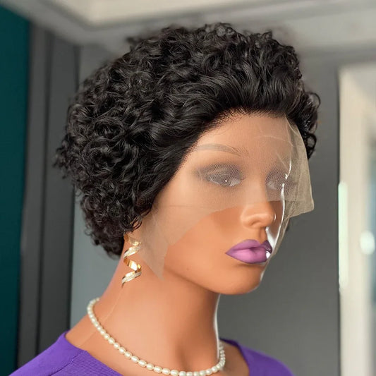 Curly Pixie Cut Lace Wig Human Hair - Shello's Creative Boutique