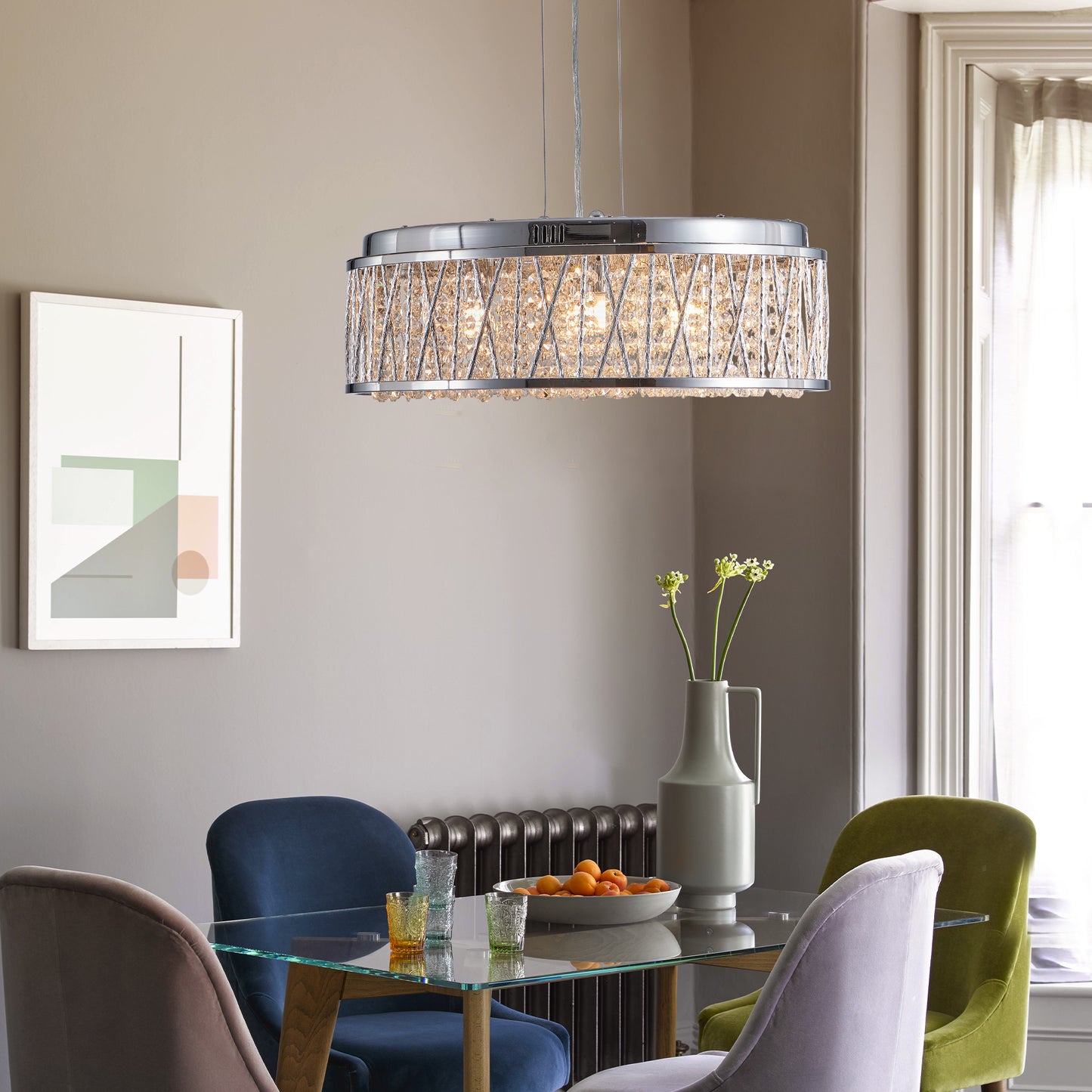 Modern Crystal Pendant 18.9-inch Aluminum+Iron Circular Ceiling Light Embedded Ceiling Fixture eprolo