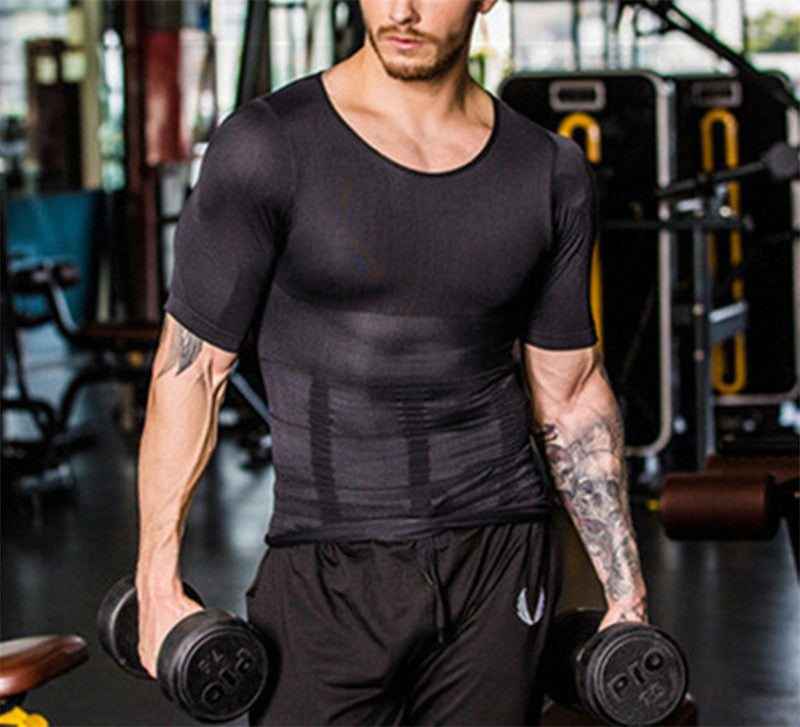 Men's Shapewear T-shirt for Abdomen Control and Belly Trimming Waist Trainer Corset