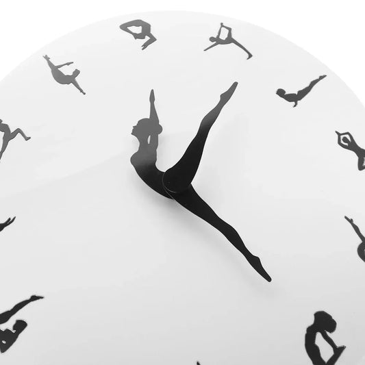 Yoga Postures Wall Clock GYM Fitness Flexible Girl Silent Modern Clock Watch Home Decor Meditation Decor Yoga Studio Relax Gift - Shello's Creative Boutique