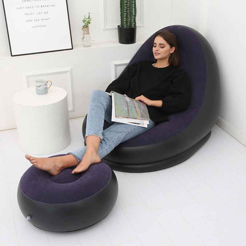 Inflatable Air Mattress Sofa - Comfortable Lazy Chair and Leg Stool for Home and Outdoor Use