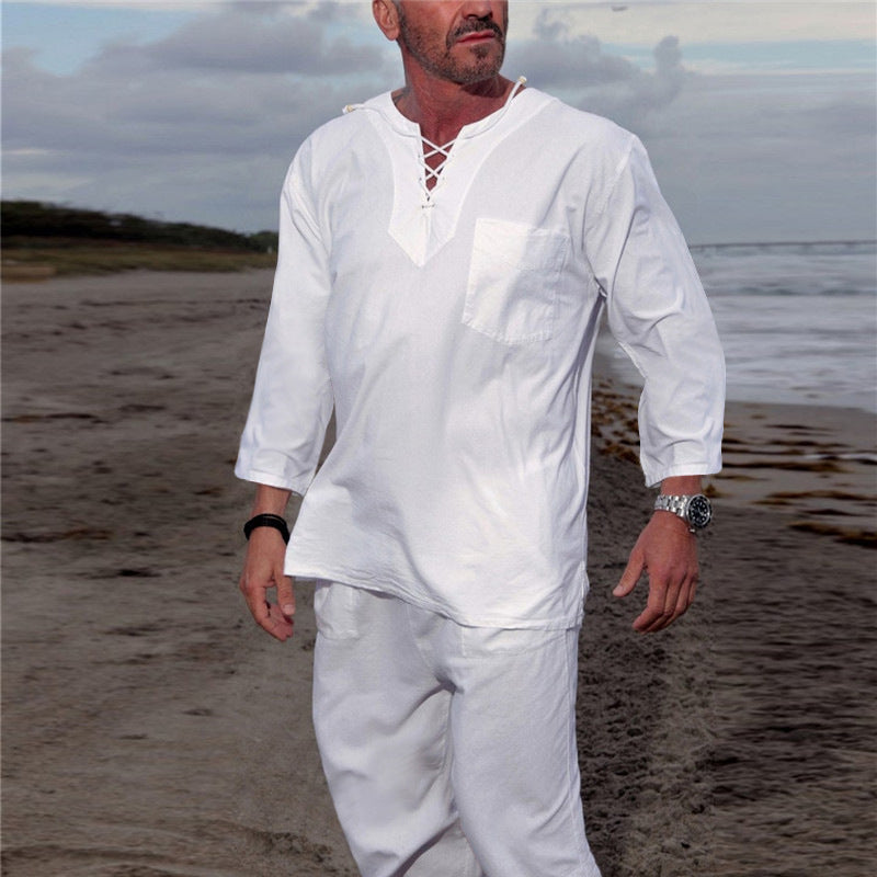 Men's new casual beach short-sleeved/long-sleeved tops Shello's Creative Boutique