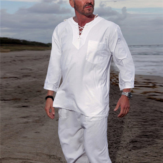 Men's new casual beach short-sleeved/long-sleeved tops Shello's Creative Boutique