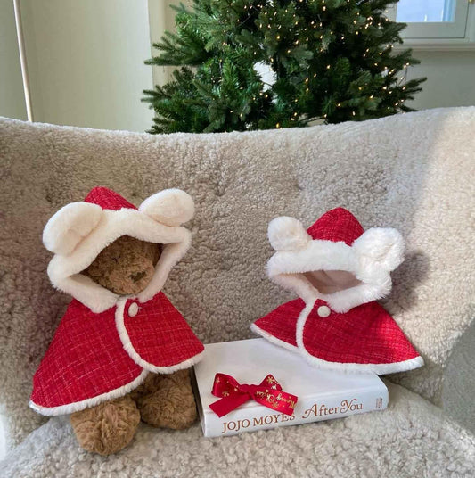 Christmas Dog Cape - Festive Pet Outfit with Plush Ears - Shello's Creative Boutique