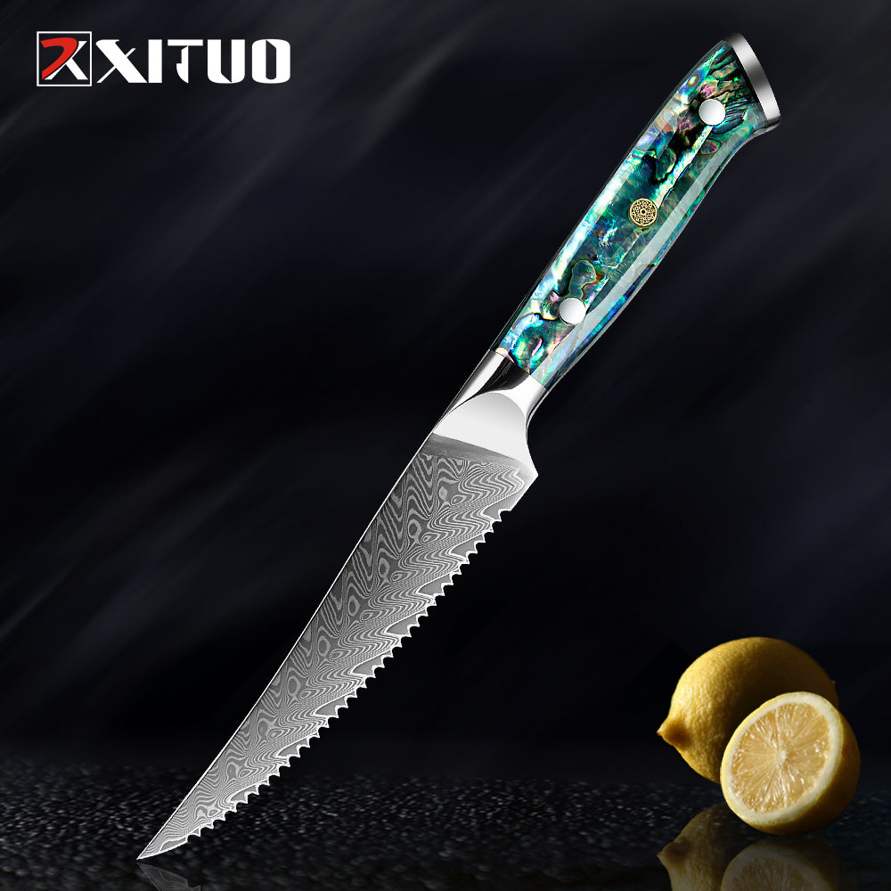 XITUO Damascus Steel knife Set Kitchen Cooking Tools Chef Knife Japanese Santoku Knives Boning knife Exquisite Shell Handle eprolo