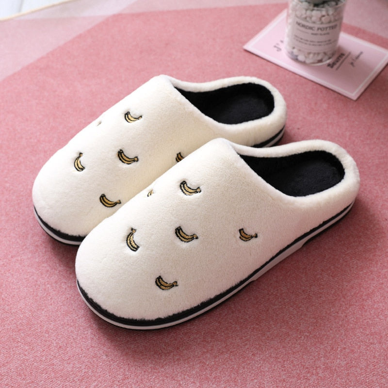 Fashion Fruit Indoor Slippers Women Warm Plush Home Slipper Anti-slip Soft Lovers Winter Shoes Banana Cherry Ladies Slides SH450 eprolo