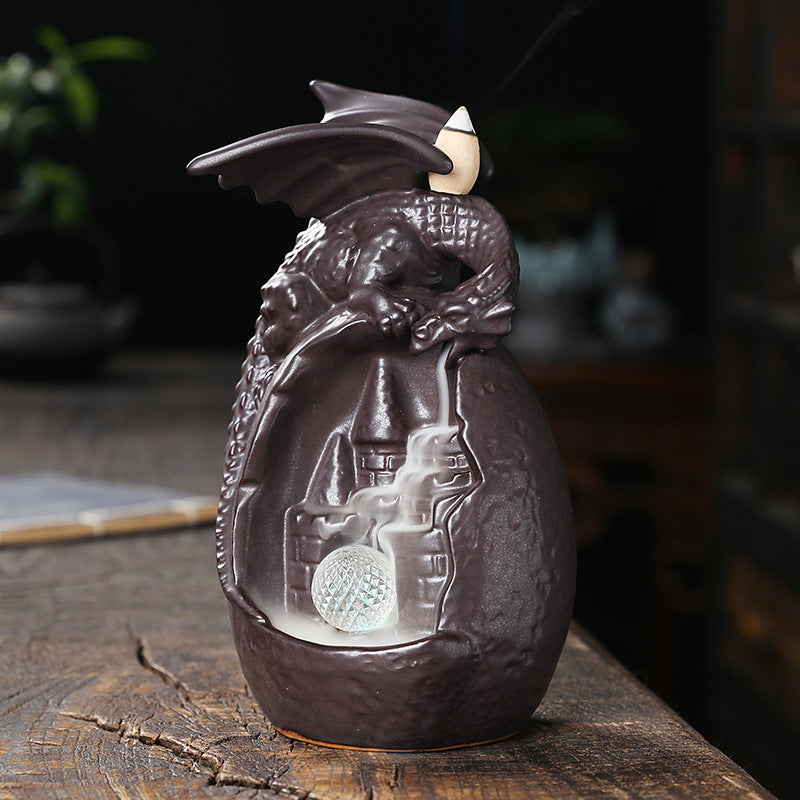 European Style Ceramic Pterosaur Back Flow Incense Burner Dragon Back Flow Aromatherapy Stove Home Decoration