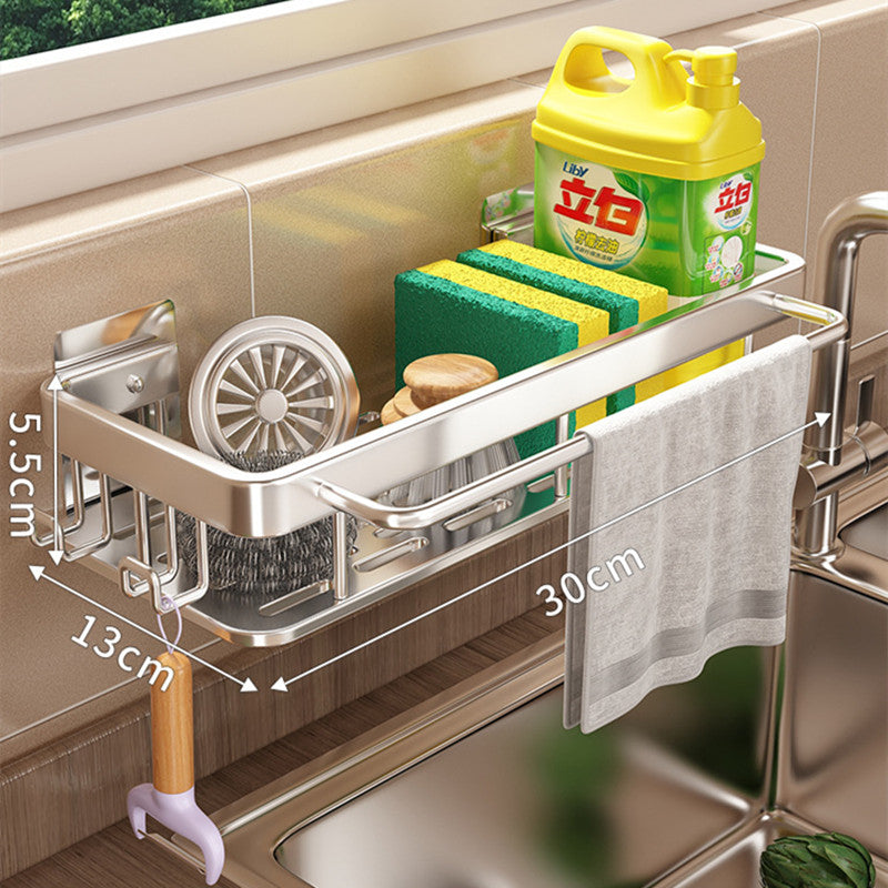 Wipe Rack Kitchen Storage Rack Without Punching Shelves Wall Mounted Spice Rack Home Drainert eprolo