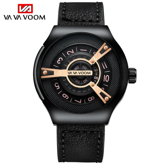 VAVA VOOM Brand VA-275 Creative Big Watch Men Fashions Sports Watches Men's Wrist Watch Men Luxury Casual Men Watch Leather Male Clock - Shello's Creative Boutique