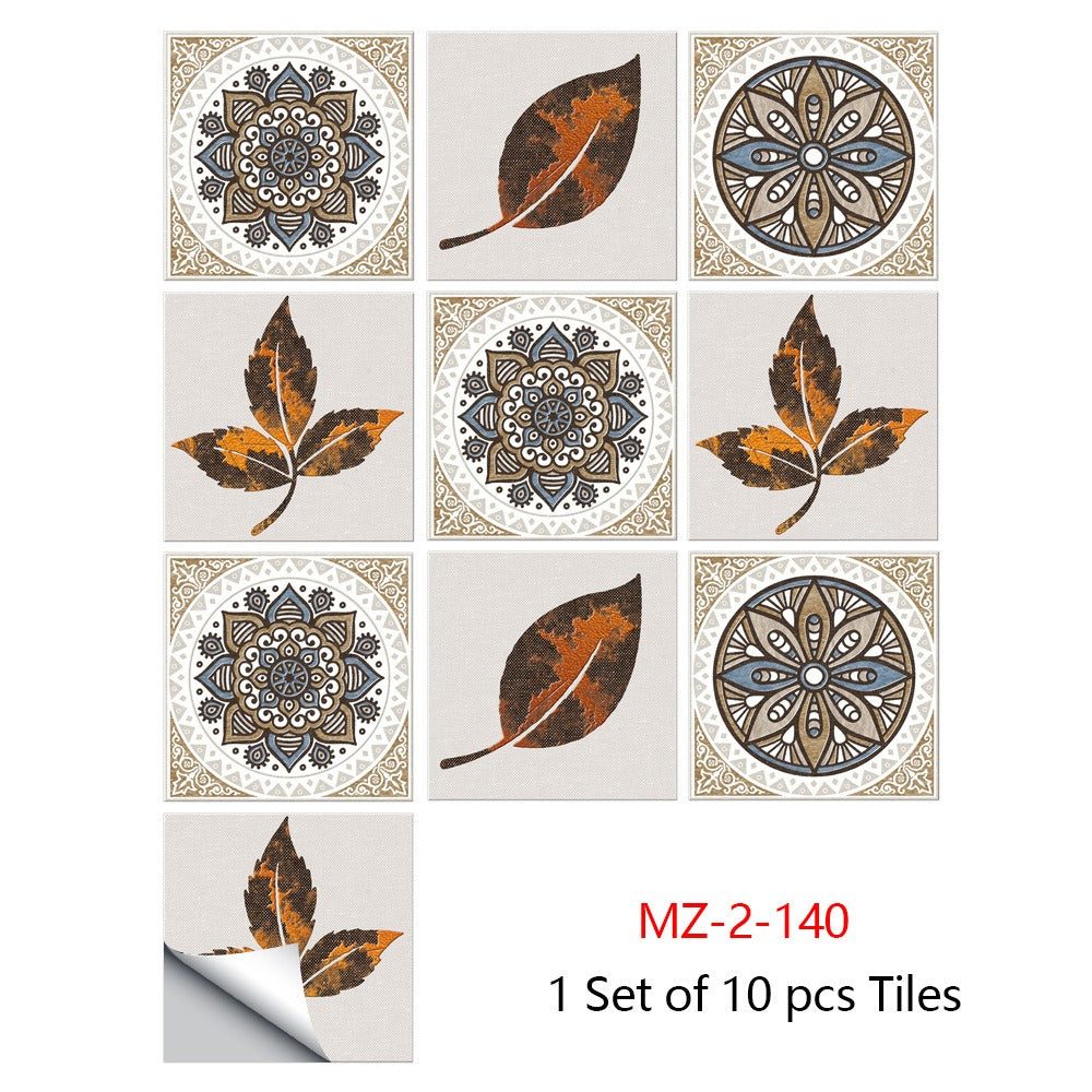 10 Piece Set Of Datura Mosaic Small Flower Imitation Ceramic Tile Sticker For Home Renovation Kitchen And Bathroom Decoration Self-Adhesive Wall Sticker
