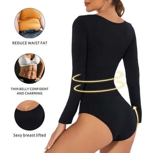 Bodysuit Body Hugging Body Lifting Body Shaping Women's Bodysuit Long Sleeve Body Slimming Cloth Body Shaping - Shello's Creative Boutique