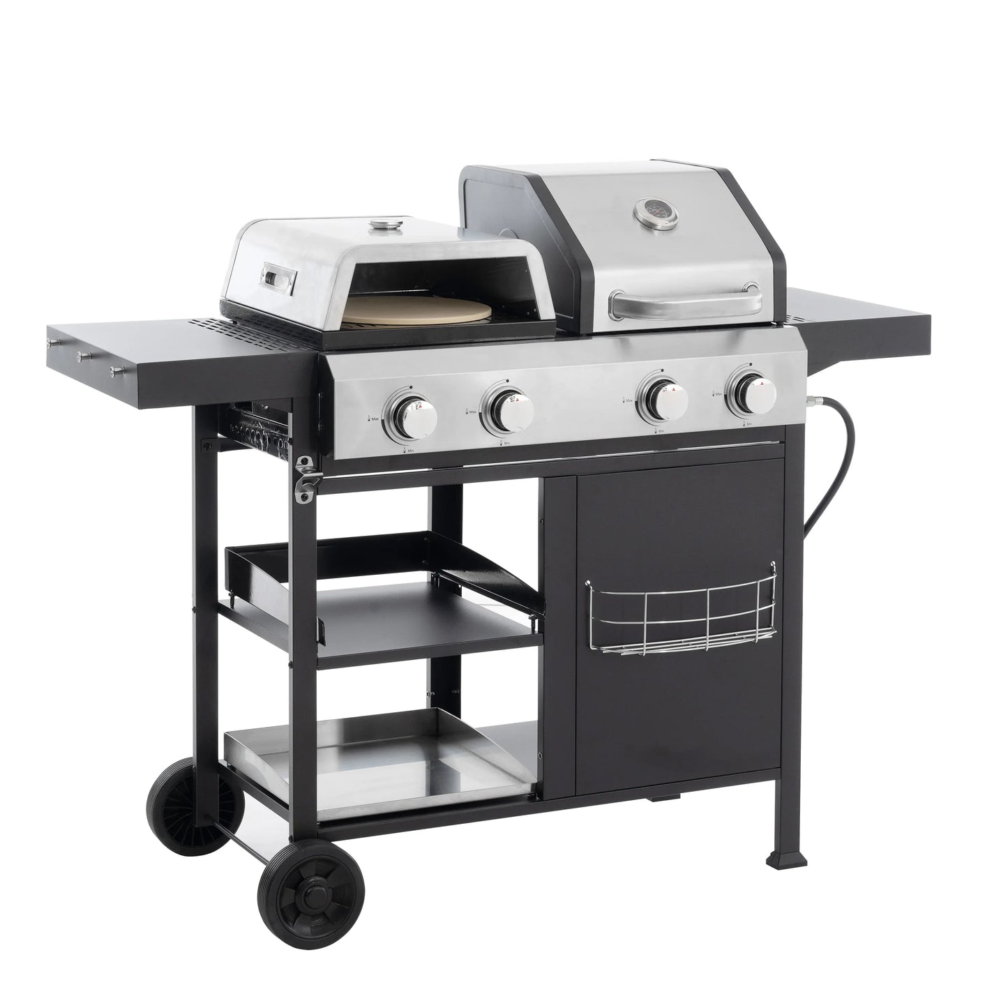 2+2 multifunctional gas barbecue grill and covered grill combination for outdoor cooking - barbecue, barbecue, pizza. - Shello's Creative Boutique