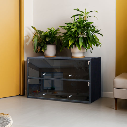 Black Glass Door Shoe Box Shoe Storage Cabinet With RGB Led Light eprolo