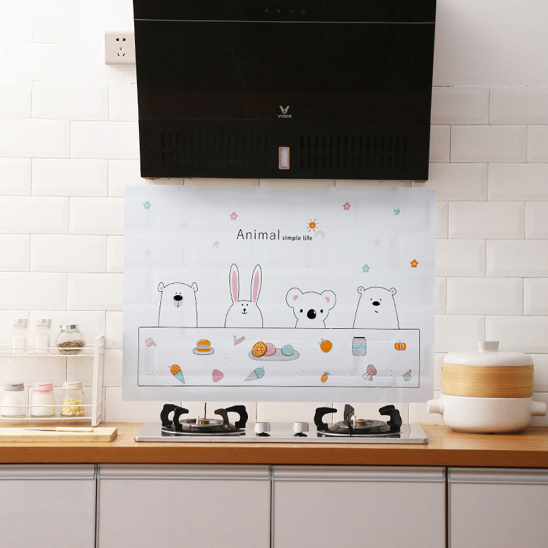 Kitchen High Temperature Waterproof And Oil-Proof Stickers Moisture-Proof Aluminum Foil Transparent Cartoon Stickers Anti-Stain Stove Self-Adhesive Wallpaper