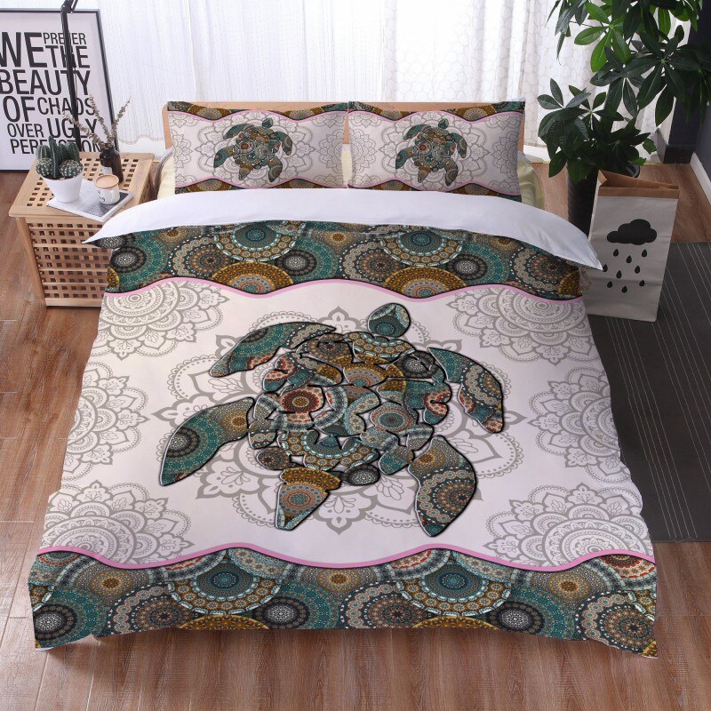 Fashionable 3 Pieces Bohemian Style Bedding Set Large Mandala Feather Printed Duvet Cover With Pillowcase Not Included Sheets eprolo